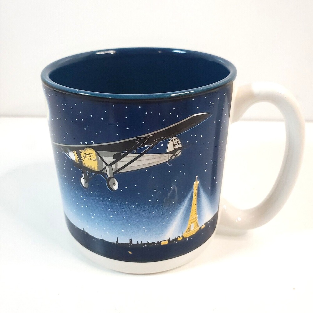 Vintage 1988 Spirit of St. Louis Airplane Smithsonian Institute Coffee Mug Cup